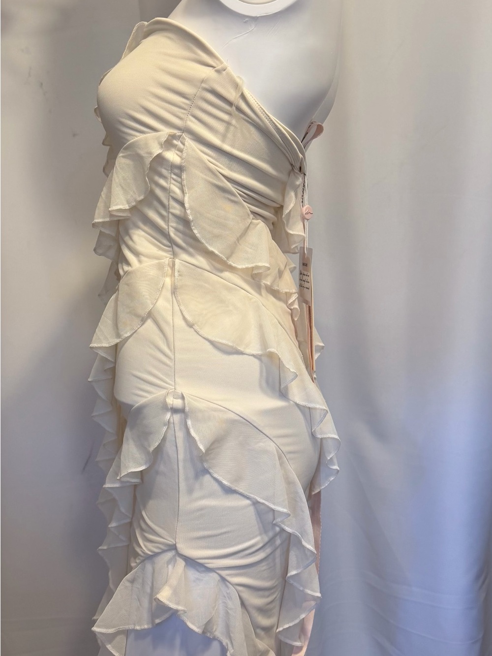 Oh Polly White One-Shoulder Ruffle Asymmetric Maxi Dress - Picture 9 of 12